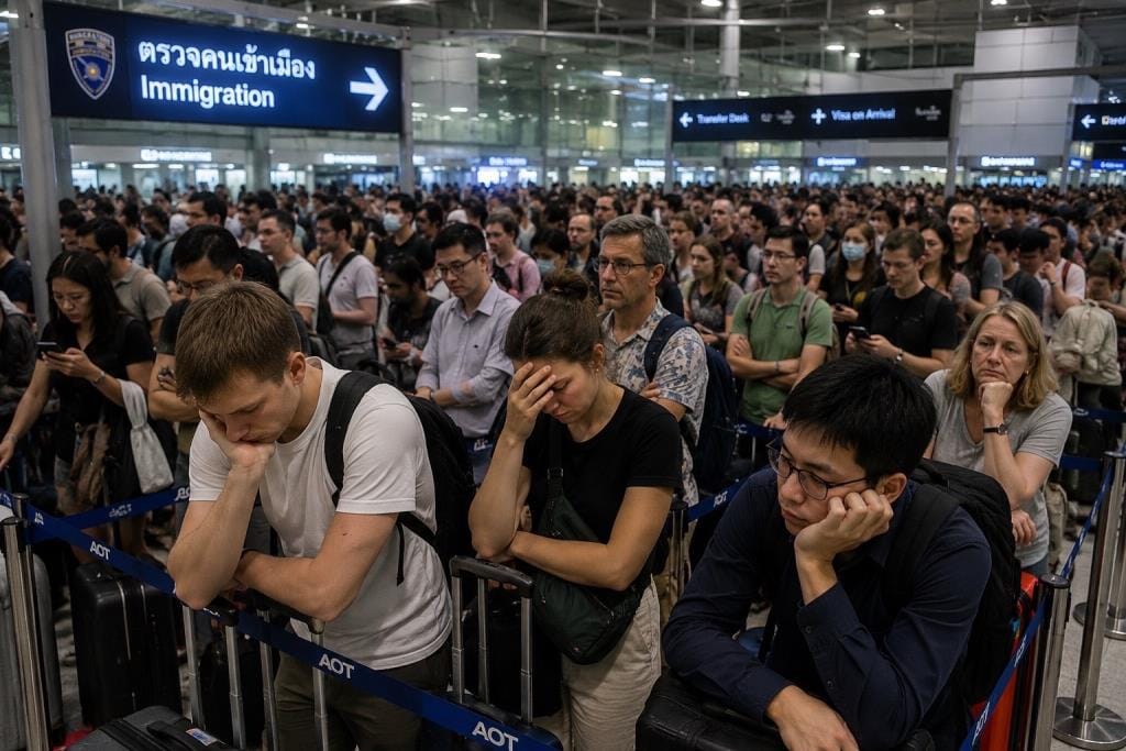 "Supajee" tackles Suvarnabhumi bottleneck by adding Auto Gates — points to immigration officers as the real constraint, raising the question: is this a root-cause fix or merely treating the symptoms?