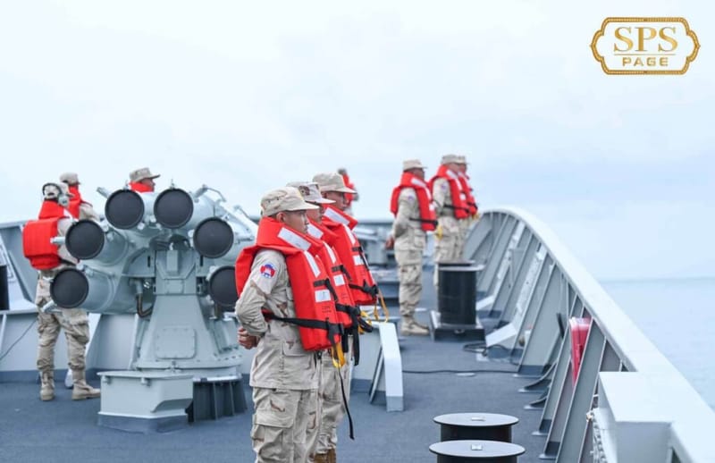 Cambodian Navy deploys new corvette "Koh Kong Senchey" for exercises off Sihanoukville