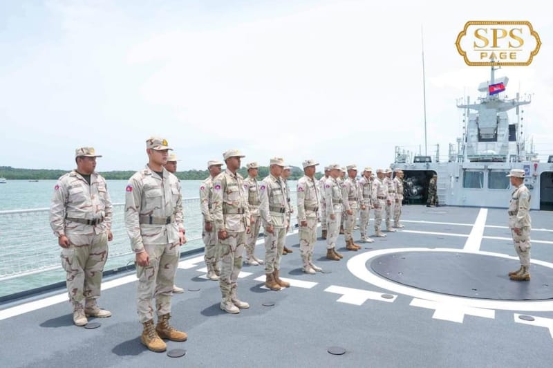 Cambodian Navy deploys new corvette "Koh Kong Senchey" for exercises off Sihanoukville