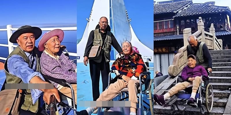 No lying in a hospital bed waiting to die! 69-year-old Chinese man drives paralysed wife on a trip across the country to keep his promise